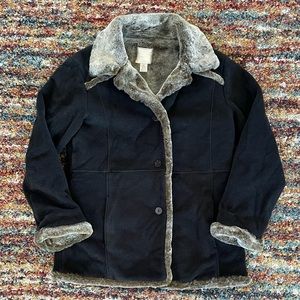 J Jill Wool-Blend Faux Fur Lined Coat Size Small-Tall